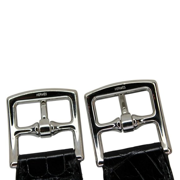 Leather & Crocodile Double Buckle Etrivière Belt